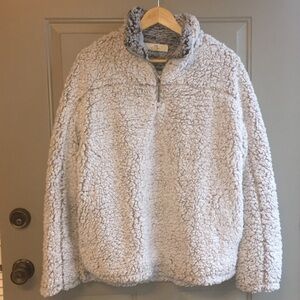 Thread + Supply Lazy Sunday Wubby Sherpa Teddy Fleece Pullover Ivory Large